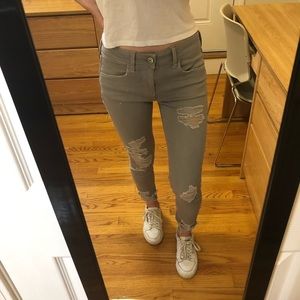 Grey American Eagle Ripped Jeans